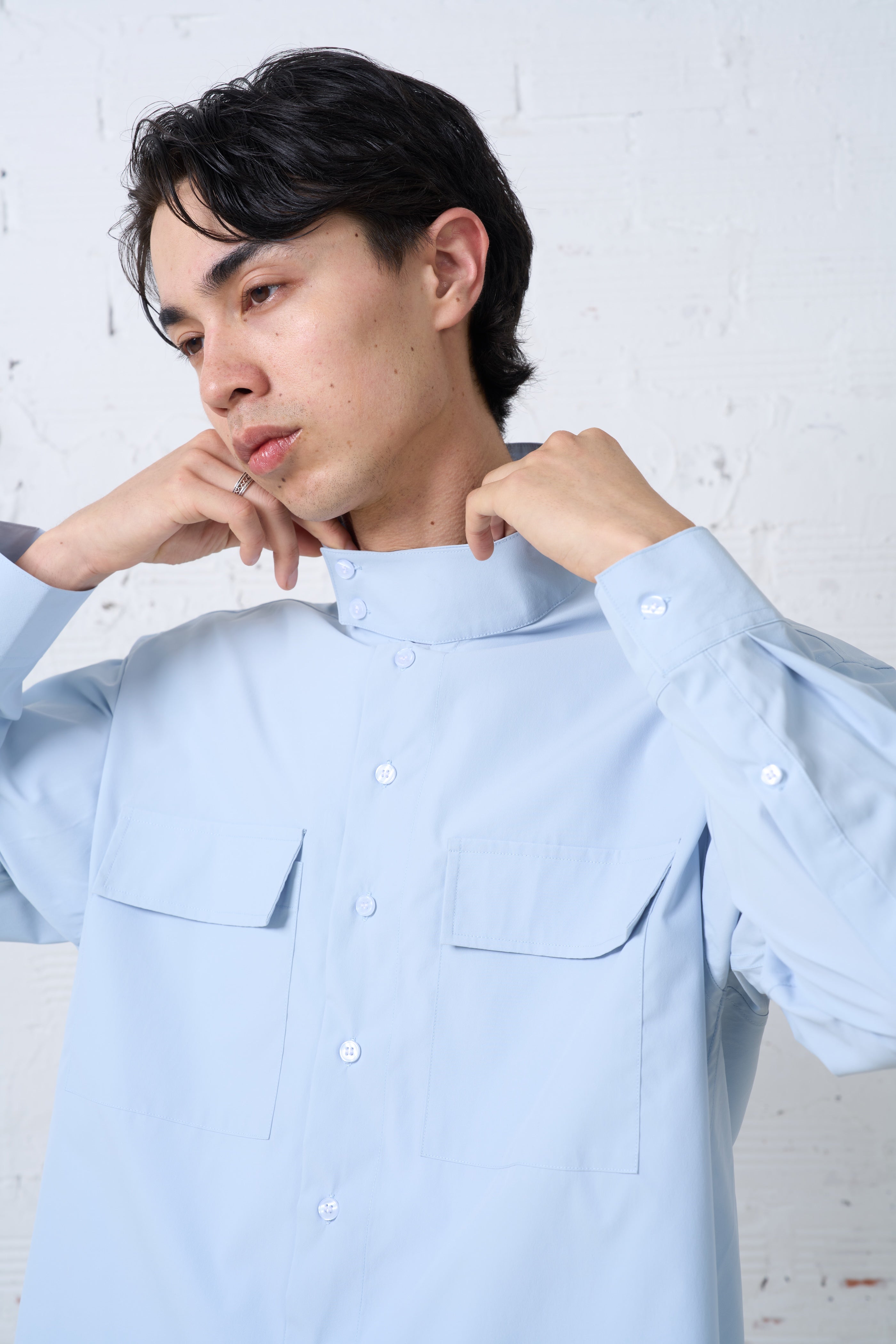 HIGH NECK DOUBLE POCKET SHIRTS